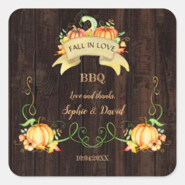 Waterverf Pompoen Oude Schuur BBQ Verliefd Worden Vierkante Sticker