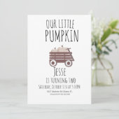 Waterverf Pompoen Patch Herfst Wagen Bruine Verjaa Kaart (Staand voorkant)