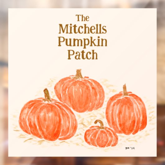 Waterverf Pompoen Patch PERSONALISEER NAAM Raamsticker (Vel 2)