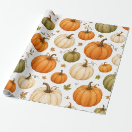 Waterverf Pompoen Patroon Herfst Pompoenen Cadeaupapier