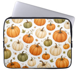 Waterverf Pompoen Patroon Herfst Pompoenen Laptop Sleeve
