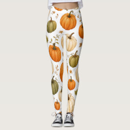 Waterverf Pompoen Patroon Herfst Pompoenen Leggings
