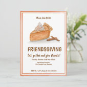 Waterverf Pompoen Pie Friendsgiving Thanksgiving Kaart (Staand voorkant)