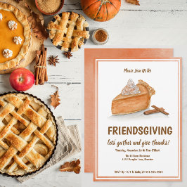 Waterverf Pompoen Pie Friendsgiving Thanksgiving Kaart