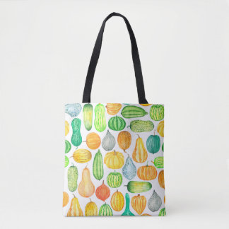 Waterverf pompoen, pompoen, naadloos pijpen tote bag