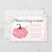 Waterverf pompoen roze Baby shower Breng een boek Kaart (Voorkant)