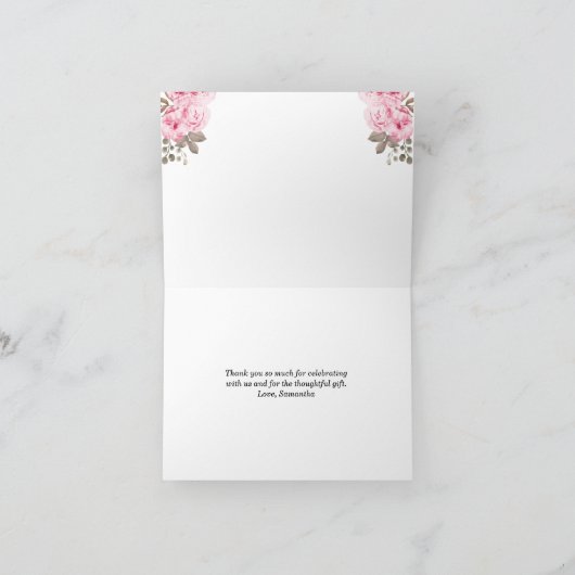 Waterverf Pompoen Roze Bloem Bedankkaart (Binnen)