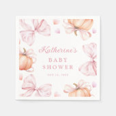 Waterverf Pompoen Roze Bow Baby shower Servet (Voorkant)