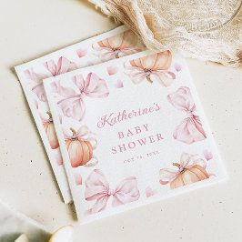 Waterverf Pompoen Roze Bow Baby shower Servet
