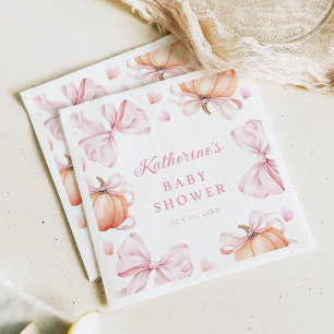 Waterverf Pompoen Roze Bow Baby shower Servet