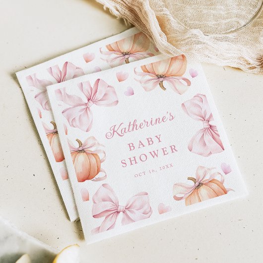 Waterverf Pompoen Roze Bow Baby shower Servet