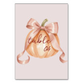 Waterverf Pompoen Roze Bow Tafelnummer Teken (Voorkant)