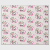 Waterverf Pompoen Roze Goud Bloemen 1e Verjaardag Cadeaupapier (Vlak)