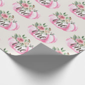 Waterverf Pompoen Roze Goud Bloemen 1e Verjaardag Cadeaupapier (Hoek)