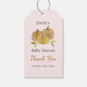 Waterverf pompoen roze Herfst dank u Labels Cadeaulabel (Voorkant)