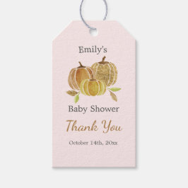 Waterverf pompoen roze Herfst dank u Labels Cadeaulabel