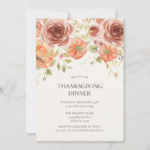 Waterverf Pompoen Rustieke Thanksgiving Diner Kaart (Voorkant)