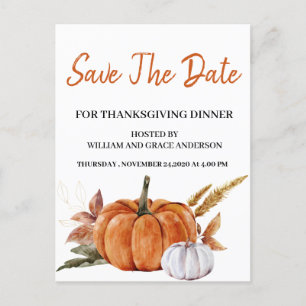 Waterverf Pompoen Save the Date Thanksgiving Briefkaart