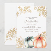 Waterverf Pompoen Sinaasappel Gouden Herfst Baby s Kaart (Voorkant / Achterkant)