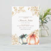 Waterverf Pompoen Sinaasappel Gouden Herfst Verlov Kaart (Staand voorkant)