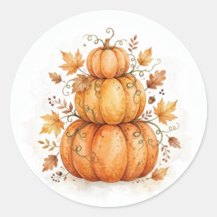 Waterverf Pompoen Stapelen Herfst Decoratie Sticke Ronde Sticker