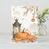 Waterverf Pompoen Stilleven Halloween Groet Feestdagenkaart (Staand voorkant)