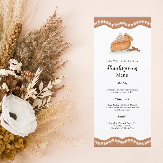 Waterverf pompoen taart esdoorn bladeren Thanksgiv Menu