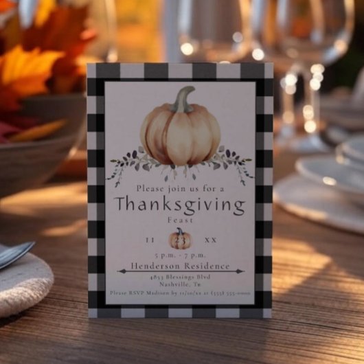 Waterverf pompoen Thanksgiving Diner | Black Kaart