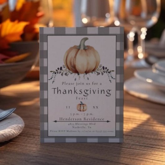 Waterverf pompoen Thanksgiving Diner | Gray Kaart