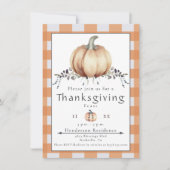 Waterverf pompoen Thanksgiving Diner | Orange Kaart (Voorkant)