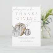 Waterverf Pompoen Thanksgiving Dinner Uitnodiging (Staand voorkant)