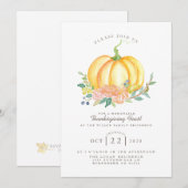 Waterverf pompoen | Thanksgiving Feest Kaart (Voorkant / Achterkant)