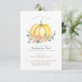 Waterverf pompoen | Thanksgiving Feest Kaart (Staand voorkant)