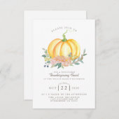 Waterverf pompoen | Thanksgiving Feest Kaart (Voorkant / Achterkant)