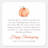 Waterverf Pompoen Thanksgiving Gebakken Goederen L Vierkante Sticker (Voorkant)