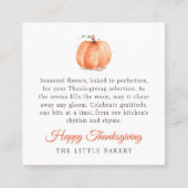 Waterverf Pompoen Thanksgiving Gebakken Goederen L Vierkante Visitekaartje (Voorkant)