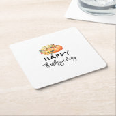 waterverf pompoen Thanksgiving Kartonnen Onderzetters (Schuin)