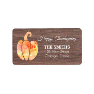 Waterverf pompoen Thanksgiving label