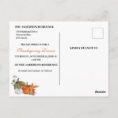 Waterverf pompoen Thanksgiving Opslaan Datum Briefkaart (Achterkant)