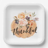Waterverf pompoen Thanksgiving Papieren Bordje (Voorkant)