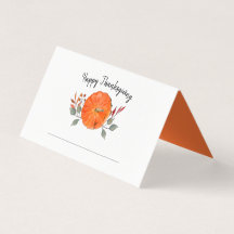 Waterverf Pompoen Thanksgiving plaatskaart