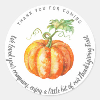 Waterverf pompoen Thanksgiving restjes Ronde Sticker