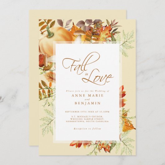 Waterverf Pompoen Trouwdag Val in Love Kaart (Voorkant / Achterkant)