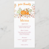 Waterverf Pompoen & Uil In De Herfst Menu (Voorkant)