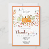 Waterverf pompoen & uil in de herfst Thanksgiving Kaart (Voorkant)