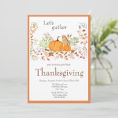 Waterverf pompoen & uil in de herfst Thanksgiving Kaart (Staand voorkant)