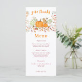 Waterverf pompoen & uil in het najaar menu (Staand voorkant)