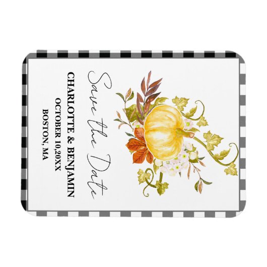 Waterverf pompoen vallen huwelijk sparen de datum magneet (Horizontaal)