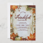 Waterverf pompoen verlaat Thanksgiving Diner Kaart (Voorkant)