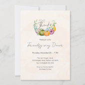 Waterverf Pompoen Vriendschap Dinner Party Kaart (Voorkant)